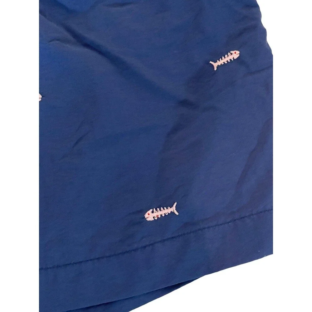 J Mclaughlin Mens Gingham Blue Fish Fishes Swim Trunks Suit Bathing Size S RARE‎